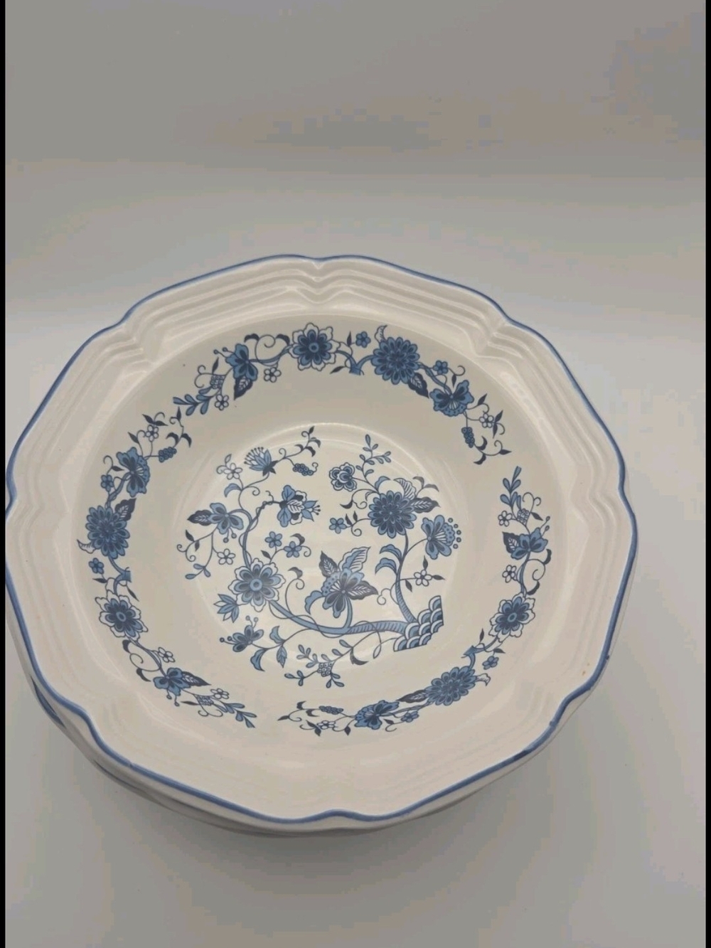 Korea Seine Blue Onion Round 6" Salad Soup Scalloped Bowl Set Of 4